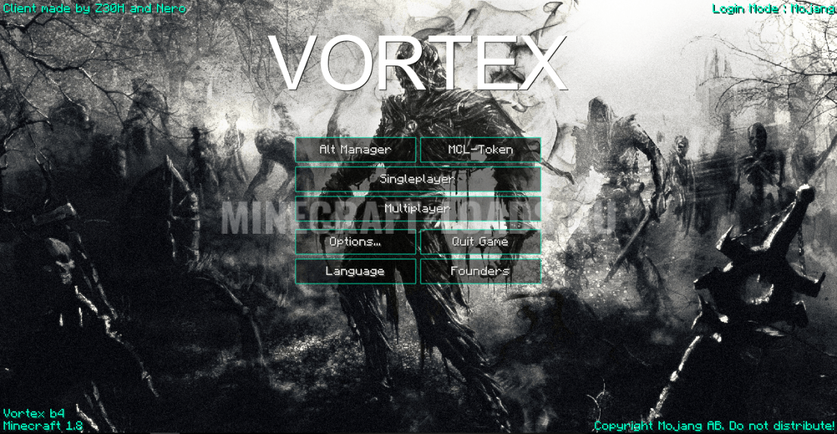 Главное меню чита Vortex