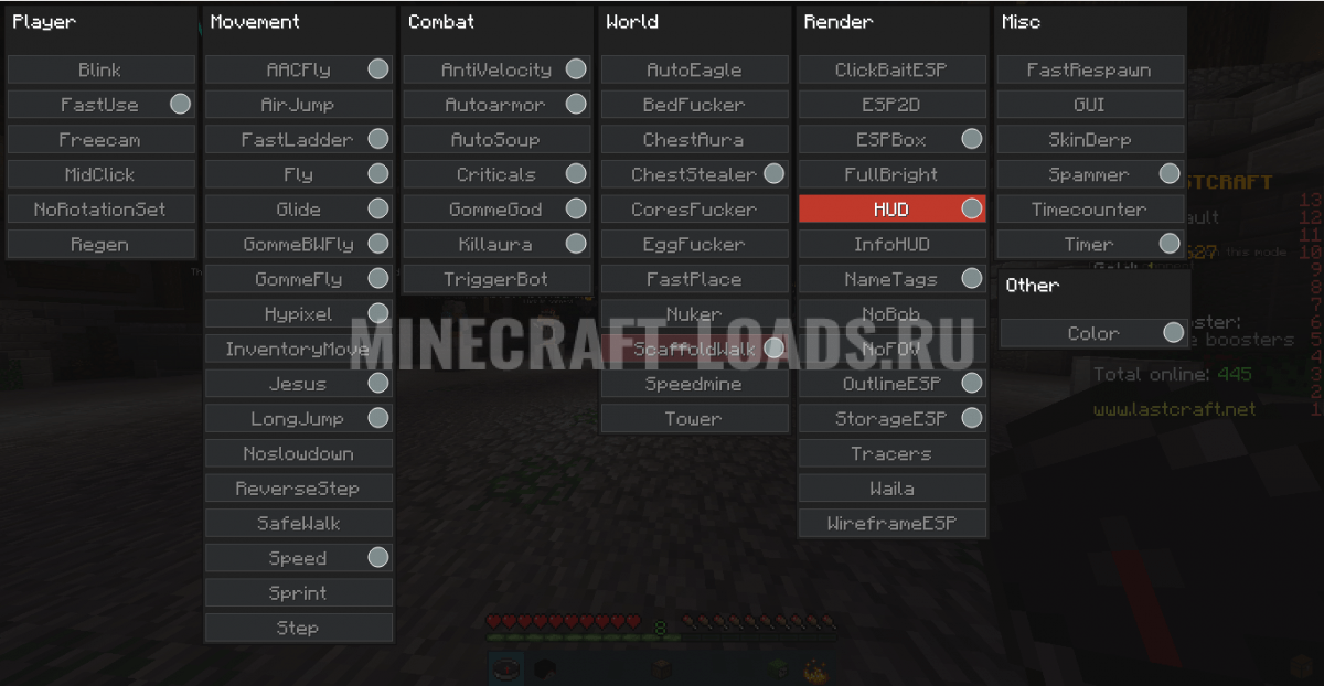 Чит Suicide 2.0 на Minecraft 1.8